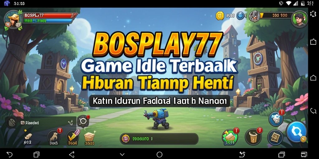 Screenshot gameplay BOSPLAY77 dengan karakter yang berkembang secara otomatis.