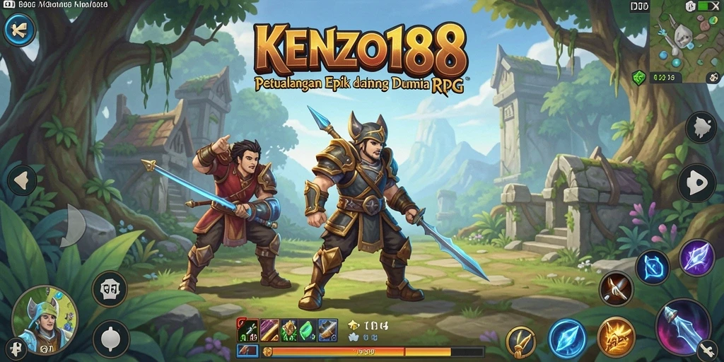 Tampilan gameplay KENZO188 yang penuh warna dan aksi RPG.