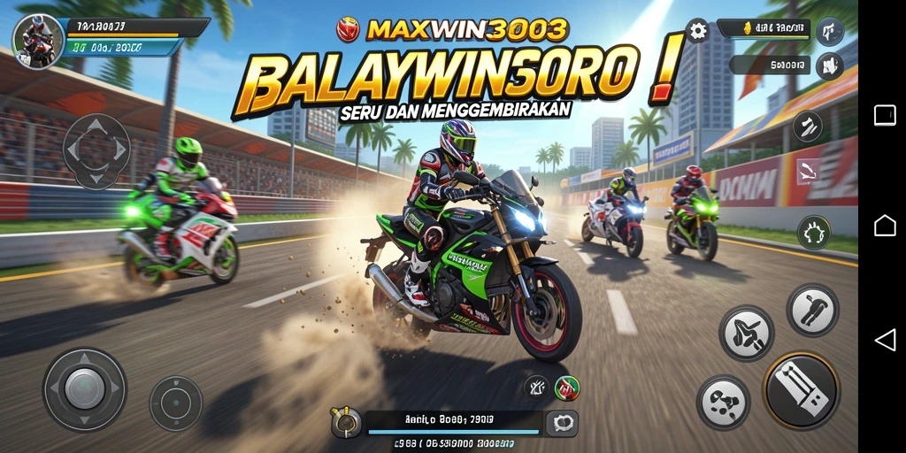 Gameplay MAXWIN303 menampilkan aksi balapan motor yang mendebarkan.