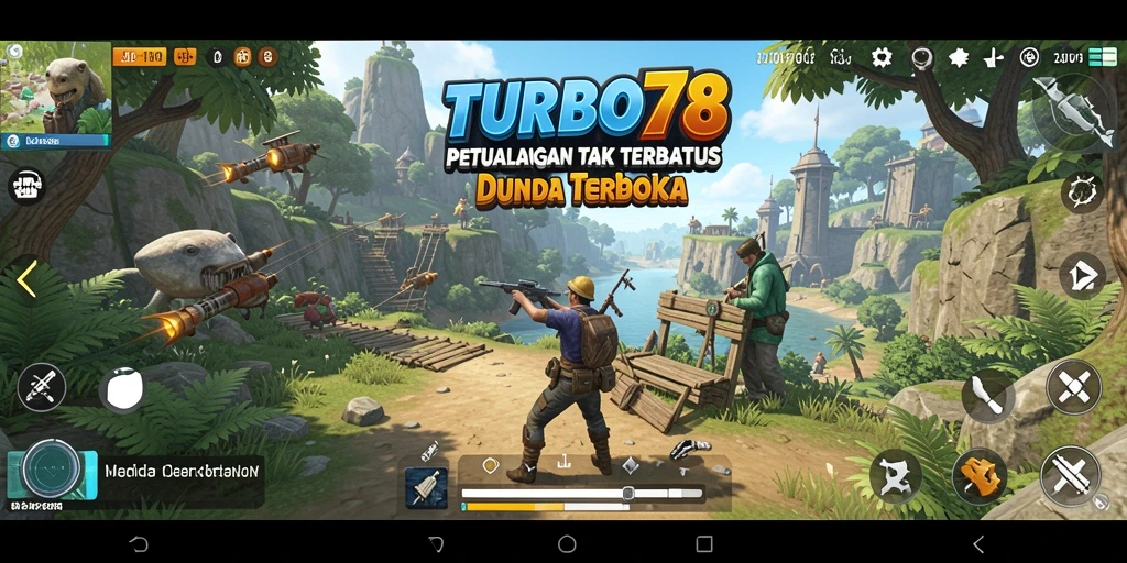 Screenshot utama TURBO78 menampilkan dunia terbuka yang luas dan gameplay seru.